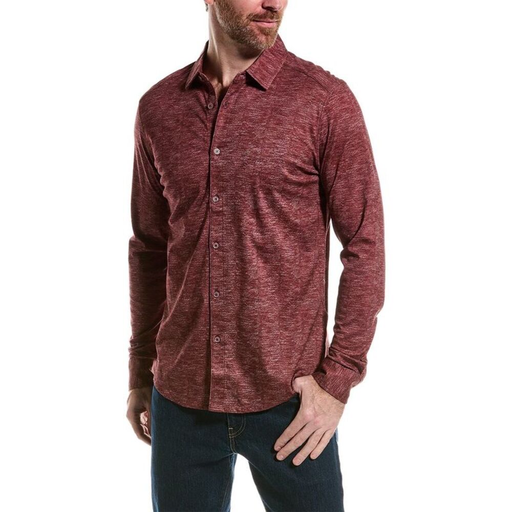 Raffi Mens  Dobby Print Shirt, Red